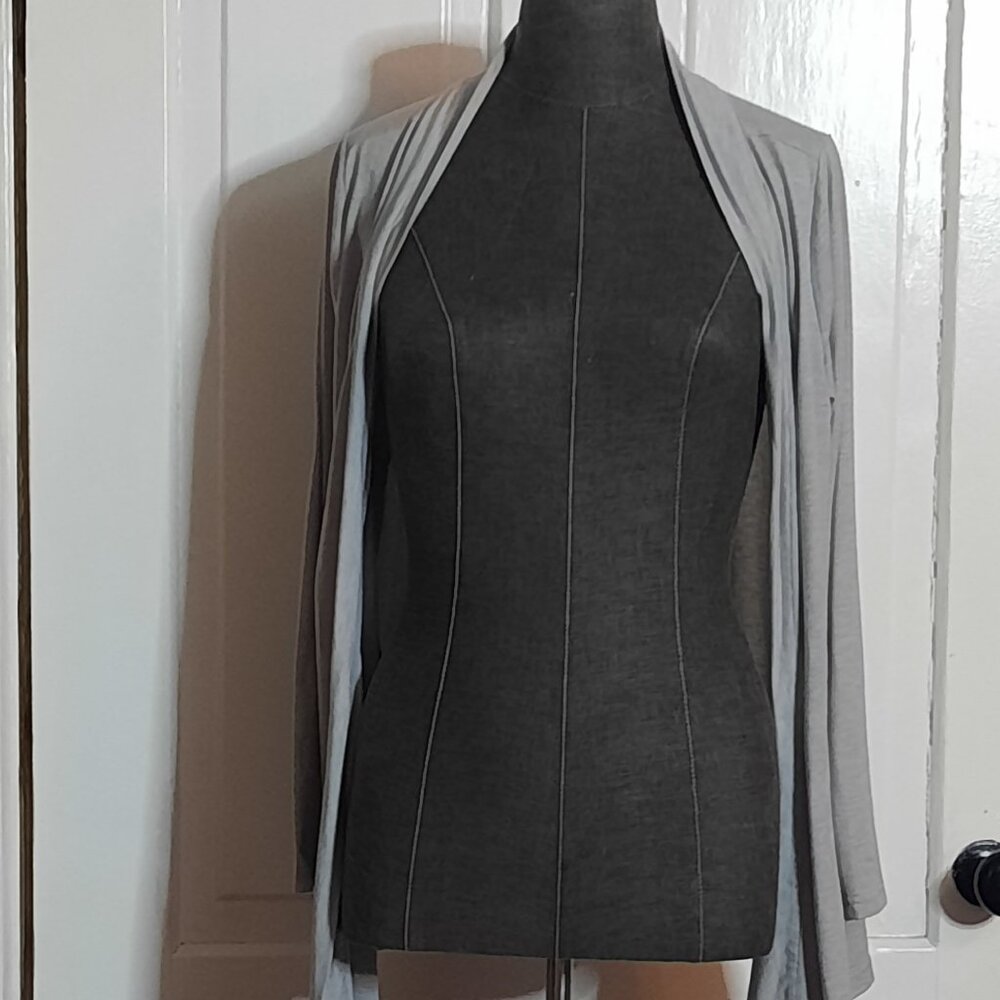 Eddie Bauer Womens Gray Waterfall Open Front Draped Cardigan Light Layering, PL